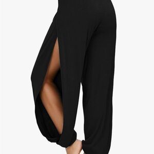 Women’s Black Side Slit Harem Pants - Small